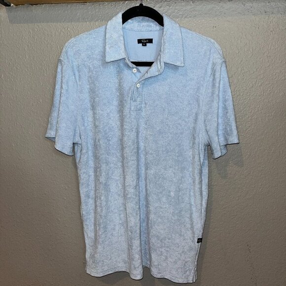 RAILS RHEN French Terry Cloth Men's Polo Shirt - Chambray Blue - EUC - Size M - Picture 1 of 11